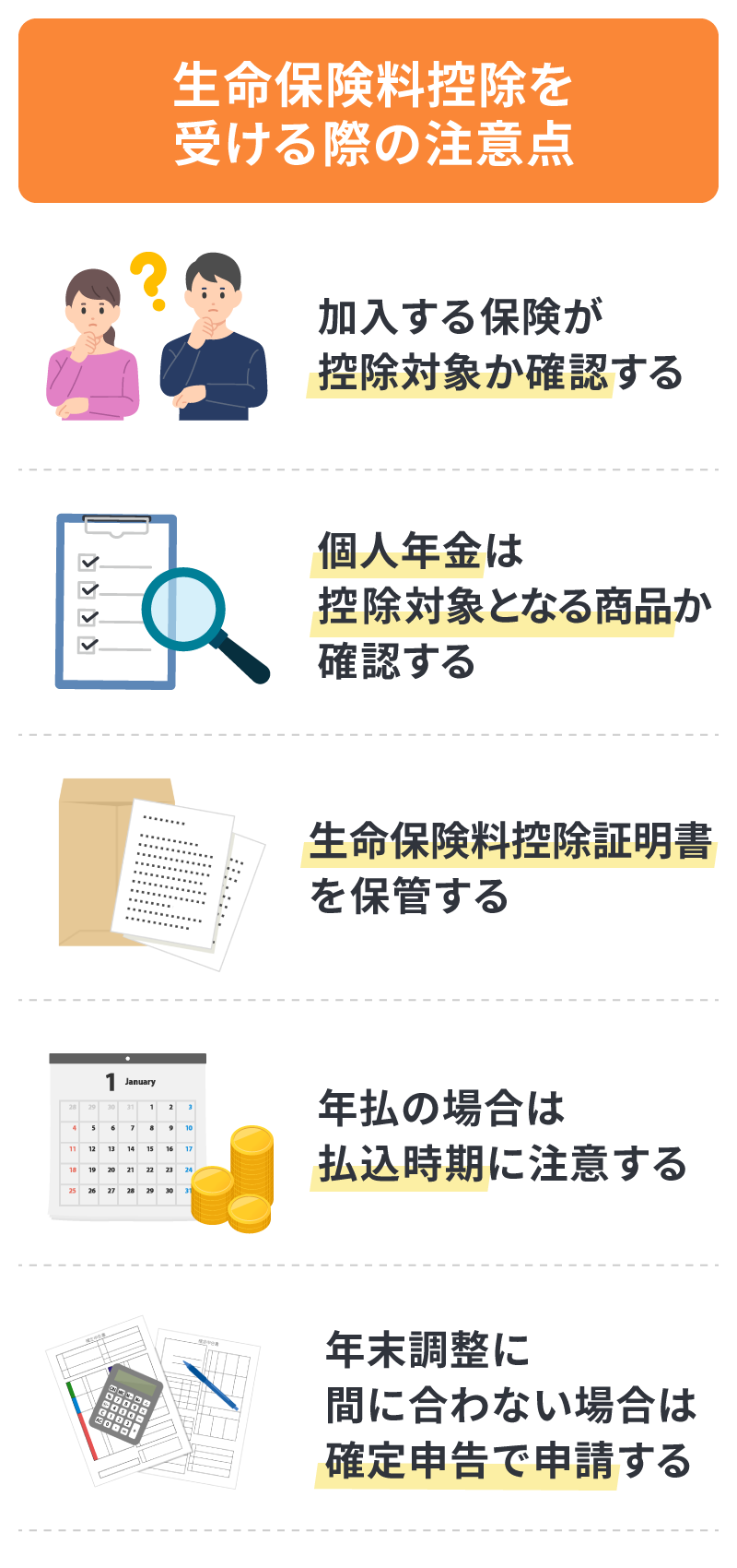 生命保険料控除を受ける際の注意点