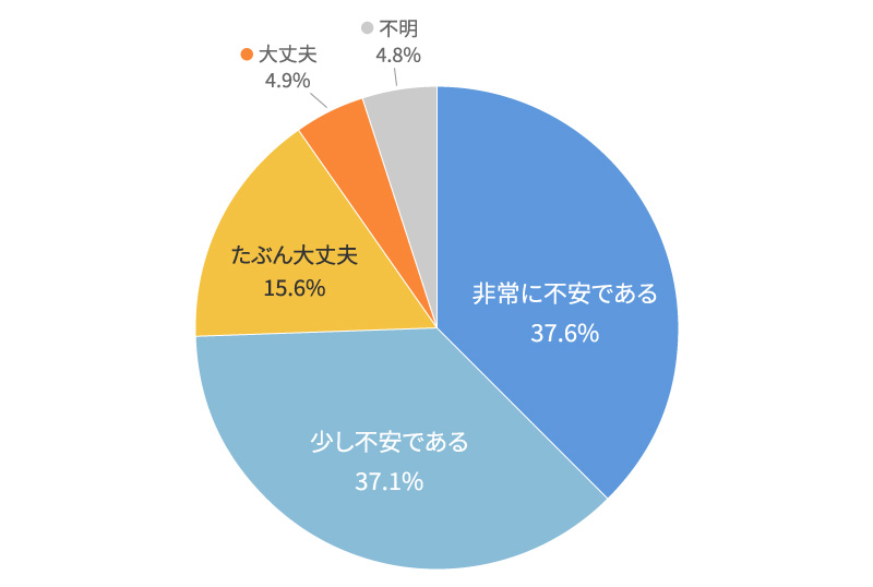 世帯主が就労不能となった場合の必要生活資金に対する安心感・不安感(2024年)