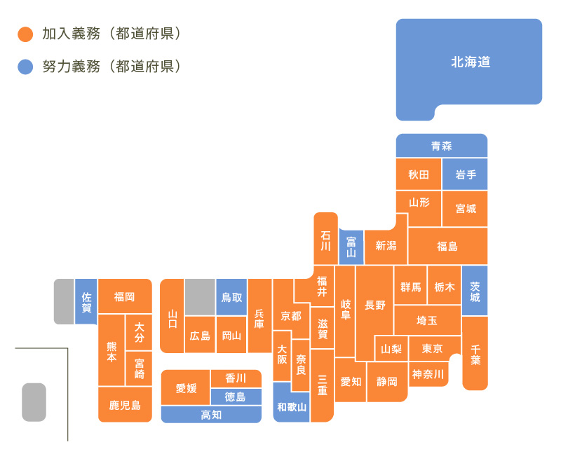 自治体の自転車保険加入の義務化に関する条例の制定状況(2025年8月現在)